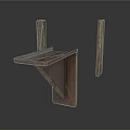Rustic Metal Bracket With Shelf Plate And Vertical Support Bars